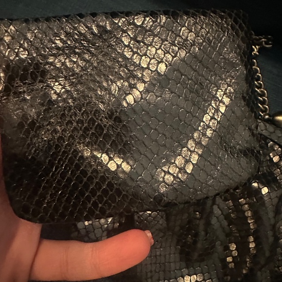 Isabella Fiore Black Snake-Embossed Evening Bag + Matching Pouch - Picture 7 of 13